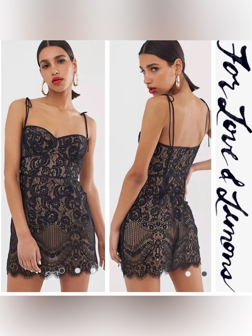 For Love & Lemons Tati Lace Black Corset Mini Dress